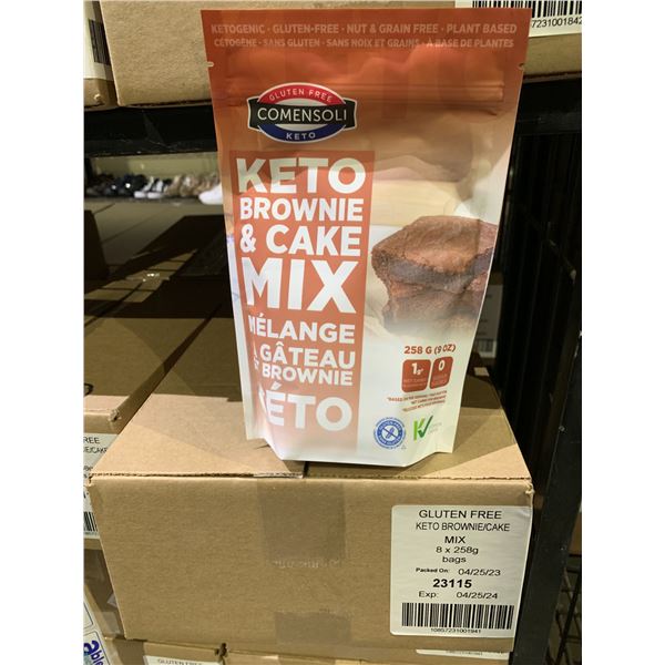 CASE OF 8 COMENSOLI GLUTEN FREE KETO BROWNIE & CAKE MIX (258G EACH)