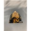 Image 1 : BLACK TOURMALINE MATRIX ORGONITE PYRAMID APPROX 2.5"- RETAIL $349