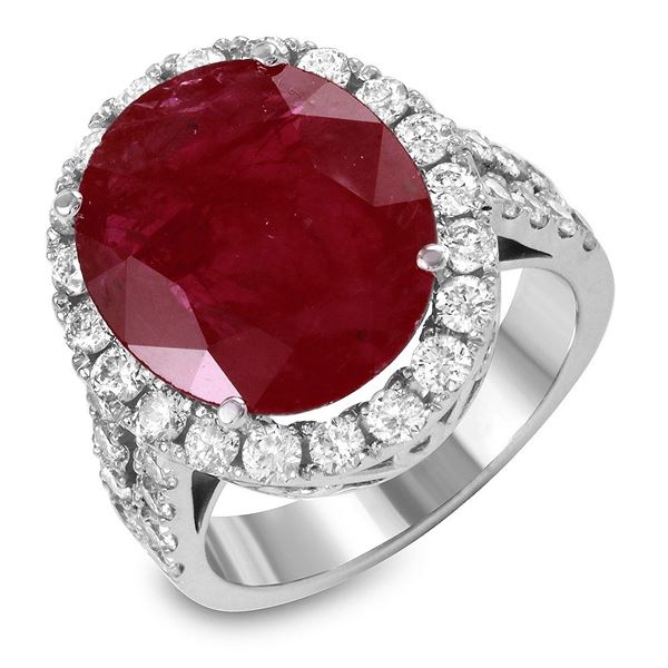 9.32ct Ruby 14 K White Gold Ring