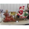 Image 1 : Santa Claus on His Sleigh with 2 Reindeer Light Up Blow Mold - 3 Pcs Sleigh is 36" + 