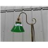 Image 2 : Brass Bridge Lamp with Green Glass Shade 55" Tall 