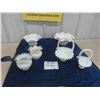 Image 1 : Milk Glass Ruffled Edge Dish, 2 Fenton, 2 Bridal Baskets