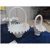 Image 4 : Milk Glass Ruffled Edge Dish, 2 Fenton, 2 Bridal Baskets
