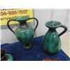 Image 2 : 3 Blue Mountain Vases - Biggest 12" & Grape Centerpiece