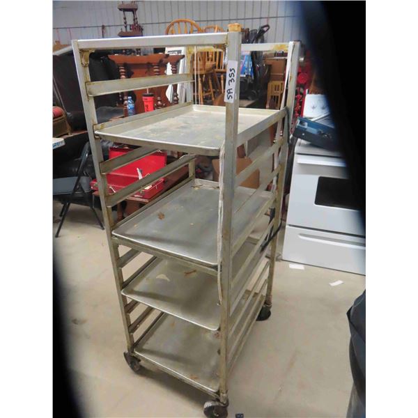 Restaurant Tray Stand on Casters with 4 Trays 20" x 26" x 59" 