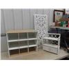 Image 1 : White Ornate Wall Hanging, White Wicker Cabinet & White Shelf Unit