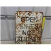 Image 2 : Open Fires Not Allowed Metal Sign 18'' x 24'' , Hand Hay Sickle , Old Sink