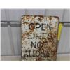 Image 2 : Open Fires Not Allowed Metal Sign 18'' x 24'' , Hand Hay Sickle , Old Sink