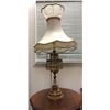 Image 2 : Group of 2 fruit wood end tables w/lamps