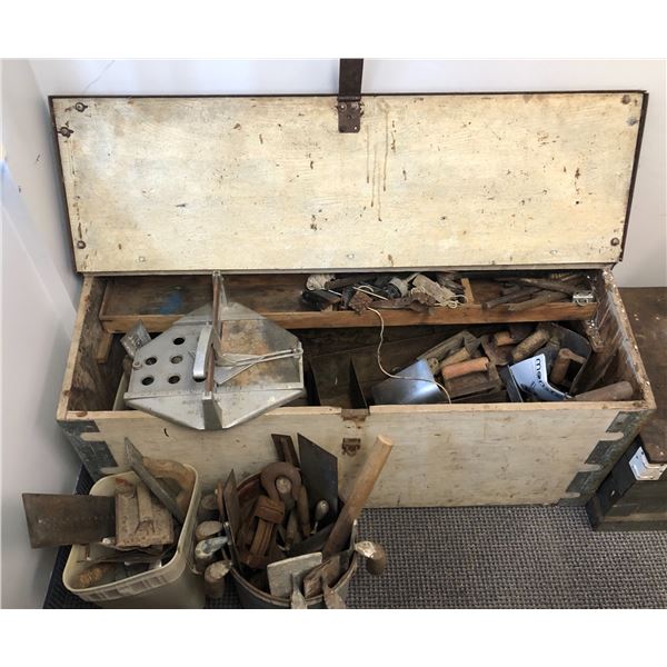 Tool chest w/2 pails of cement & tile tools