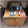 Image 1 : Box full of assorted fishing items - includes Carbotex premium quality fishing line / flashlights / 