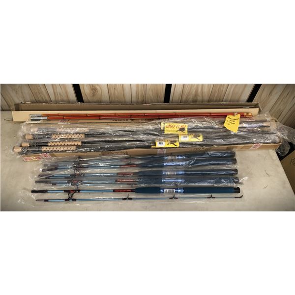 Large group of assorted fishing rods - includes approx 10 Eagle Claw superior quality high modulus g