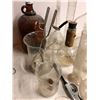 Image 2 : Group of assorted chemistry lab beakers & vintage A&W rootbeer glass bottle