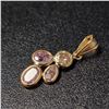 Image 2 : $4,000 14K Yellow Gold Diamond (0.8Ct,I2-3,Fancy Purplish Pink) Diamond(0.2ct) Pendant (~weight 0.6g