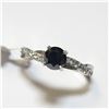 Image 2 : 14K White Gold Black Diamond(0.6ct) Diamond(0.15ct) Ring (~Size 6.5)(Ring is resizable for $40) (~we