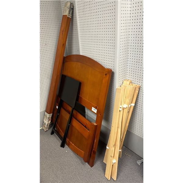 Twin size bed set w/ folding black side table - includes headboard/ footboard & side boards