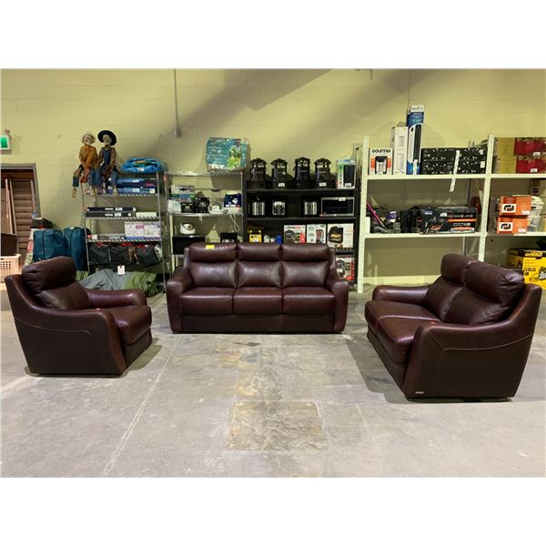 *SOME CONDITION ISSUES* SOFA ITALIA INTERNATIONAL LEATHER SOFA SET INCLUDING; SOFA, LOVE SEAT &