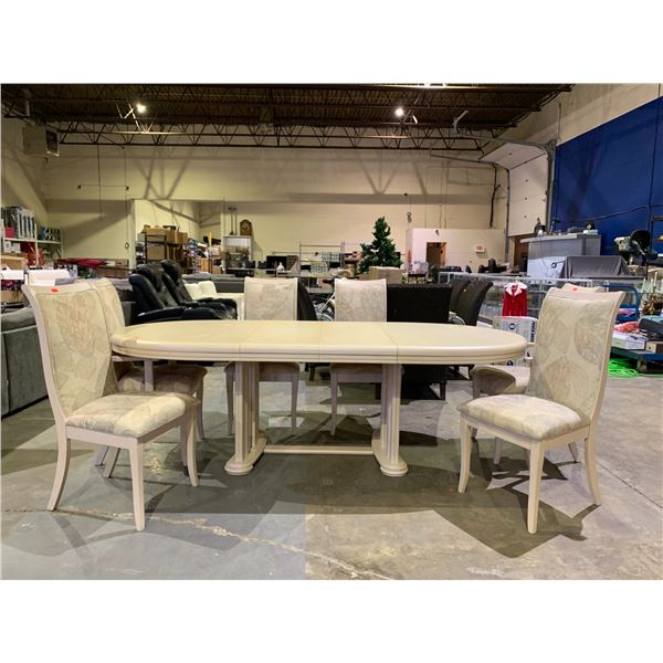 DINING TABLE (96"X42"X30") WITH 2 15" LEAVES & 6 CHAIRS