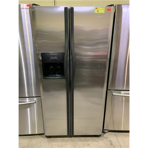 FRIGIDAIRE STAINLESS STEEL SIDE BY SIDE FRIDGE WITH WATER/ICE DISPENSER