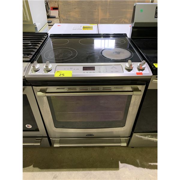 MAYTAG STAINLESS STEEL 4 BURNER 1 WARMER ELECTRIC STOVE WITH CONVECTION OVEN