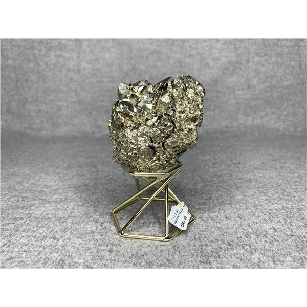 GENUINE PYRITE SPECIMEN ON METAL STAND 3 X 2.5  RETAIL $949