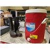 Image 2 : 2 SHELVES; COLEMAN BEVERAGE COOLER, RUBBER BOOTS, PRY BARS, BIT SETS AND MORE