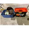 Image 1 : BLACK & DECKER ROLLING TOOLBOX AND BIN OF ASSORTED SAW BLADES