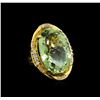 Image 1 : 14KT Yellow Gold 27.45 ctw Green Quartz and Diamond Ring