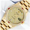 Image 2 : Rolex Mens 18K Yellow Gold Day Date President Champagne Diamond & Ruby Watch