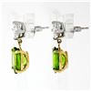 Image 2 : 14K TT Gold 5.70 ctw Oval Peridot Princess Cut Diamond Dangle Drop Earrings