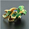 Image 2 : Vintage 18K Yellow Gold Multi Color Enamel Large Dragon or Fish Wrap Band Ring