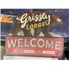 Image 3 : OK USED CARS DEALER TIN SIGN, GRIZZLY LODGE WELCOME TIN SIGN AND WHITEBOARD