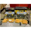 Image 1 : 4 ASSORTED TOOLBOXES WITH ASSORTED CONTENTS INCLUDING; PLUMBING HOSE, DOOR PARTS, NEW TOOLBELTS &