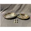 Image 1 : 2 SILVER SERVING TRAYS WITH 2 SETS OF STERLING SILVER SALT AND PEPPER SHAKERS