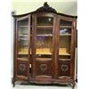 Image 1 : ANTIQUE OAK BELGIUM CHINA CABINET WITH KEY