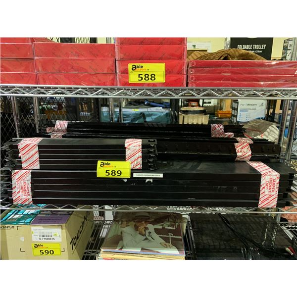 2 BLACK 6 FT METAL SHELVES - COMPLETE