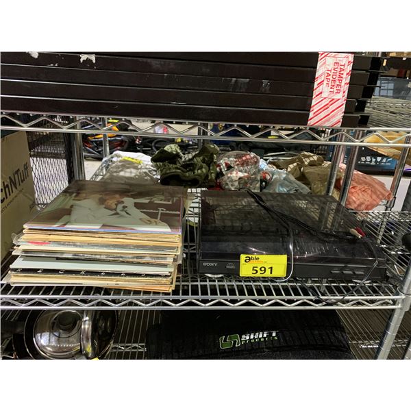SONY RECORD PLAYER & ASSORTED VINYL ALBUMS