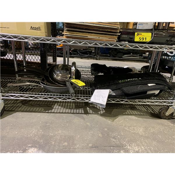 LOT OF ASSORTED BRAND NEW CAR MATS & ASSORTED POTS/PANS