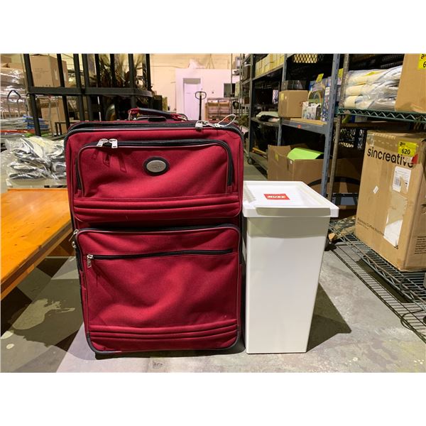 AMERICAN TOURISTER SUITCASE AND LAUNDRY HAMPER