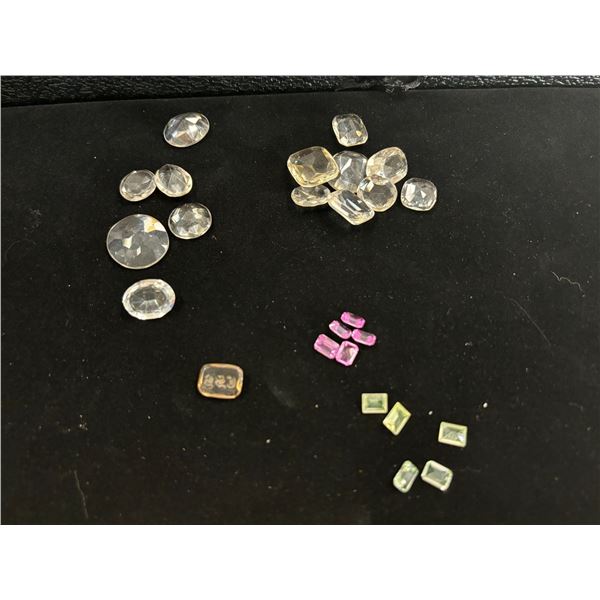 ASSORTED GEMS INCLUDING 14 CITRINE, 5  PINK SAPPHIRE, 5 GREEN  SPINEL, SMOKEY QUARTZ