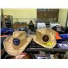 Image 2 : SHELF LOT OF ASSORTED ITEMS INCLUDING; COWBOY HATS, ASSORTED TEAM HATS AND MORE