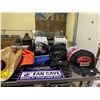Image 3 : SHELF LOT OF ASSORTED ITEMS INCLUDING; COWBOY HATS, ASSORTED TEAM HATS AND MORE