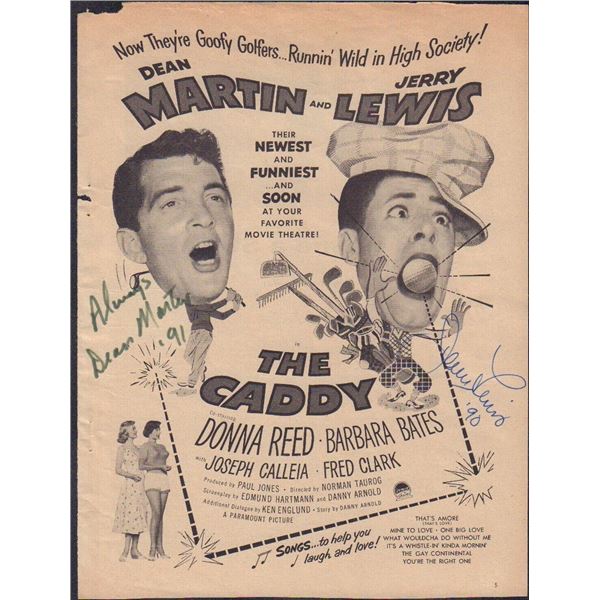 Dean Martin/Jerry Lewis Signed Original "The Caddy" advertisement