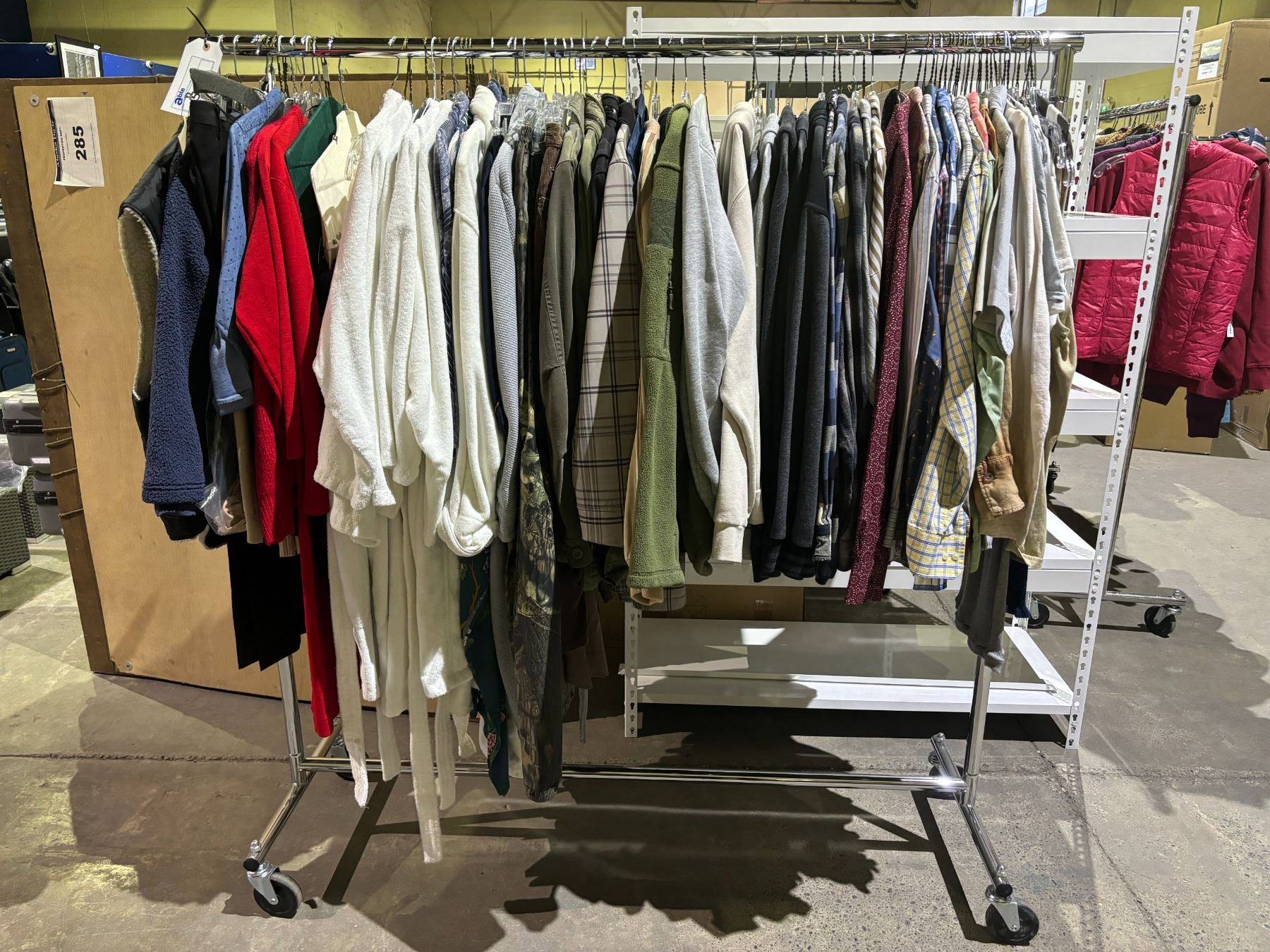 RACK OF ASSORTED CLOTHING INCLUDING; JACKETS, PANTS, SOCKS & MORE (RACK ...