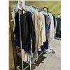 Image 2 : RACK OF ASSORTED CLOTHING INCLUDING; SCRUBS, APRONS, HOODIES, T-SHIRTS & MORE (RACK INCLUDED)
