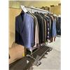 Image 2 : RACK OF ASSORTED CLOTHING INCLUDING; SUIT JACKETS, PANTS, SWEATER VEST & MORE (RACK INCLUDED)