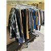 Image 2 : RACK OF ASSORTED CLOTHING INCLUDING; VESTS, JACKETS, PANTS & MORE (RACK INCLUDED)