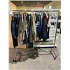 Image 1 : RACK OF ASSORTED CLOTHING INCLUDING; JACKETS, VESTS, PANTS & MORE (RACK INCLUDED)