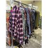 Image 2 : RACK OF ASSORTED CLOTHING INCLUDING; PLAID LONG SLEEVE SHIRTS, SUIT JACKETS, PANTS & MORE