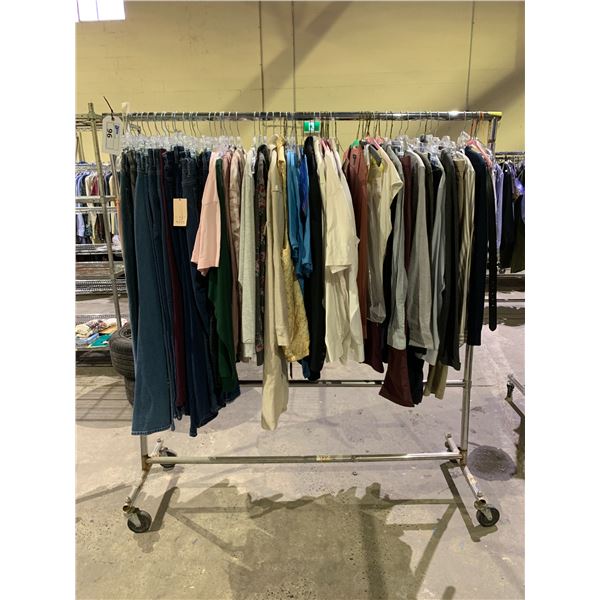 RACK OF ASSORTED CLOTHING INCLUDING; JEANS, HOODIES, LONG SLEEVE SHIRTS ...
